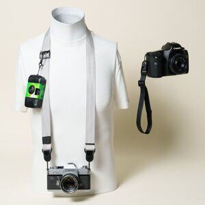 COMBO - Camera Wrist & Neck Strap SILVER & BLACK w/ Peak Design Anchors